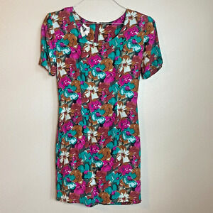 VTG Concepts Dress Size 5 Floral 100% Rayon Mini Shoulder Pads Indie